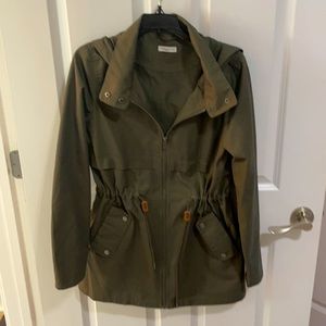 Hooded anorak jacket, army green, medium, like new